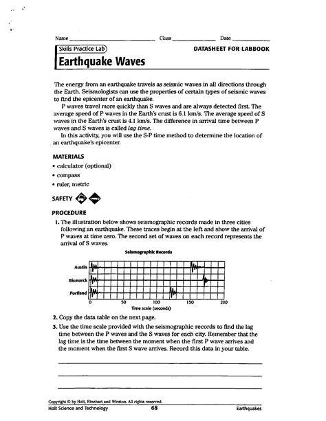 skills practice lab earthquake waves holt answers