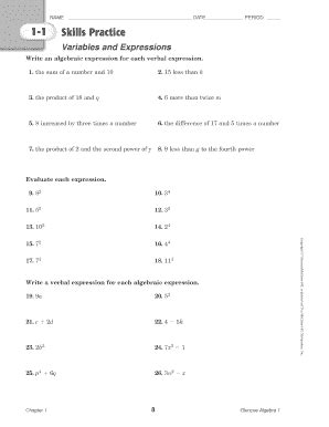 Download Skills Practice Variables And Expressions Answer Key 