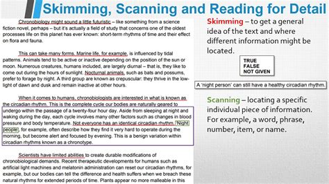 skimming and scanning practice test