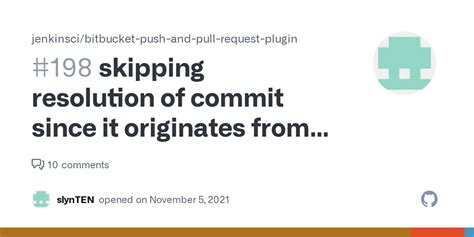 skipping resolution of commit since it originates from another