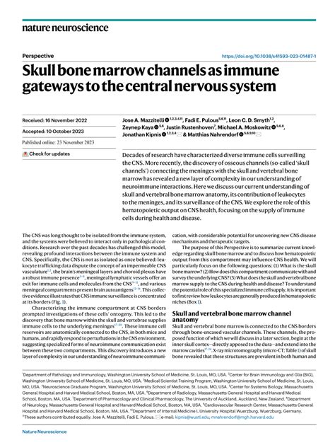 Skull Bone Marrow Channels As Immune Gateways To Skull Science - Skull Science