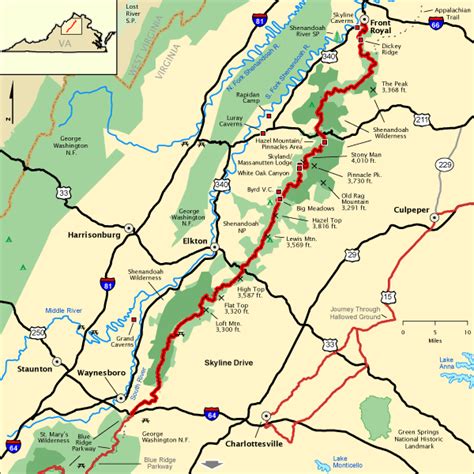 skyline drive virginia map