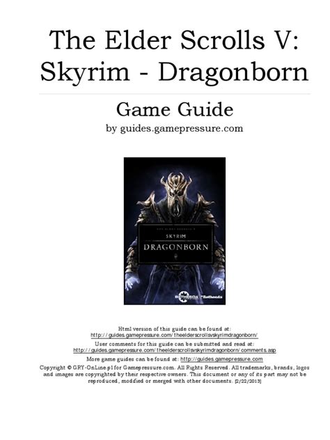 Read Online Skyrim Dragonborn Guide File Type Pdf 