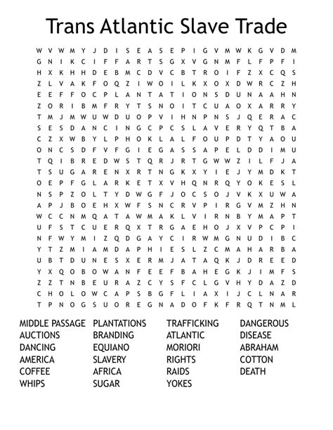 slave trade triangle wordsearch