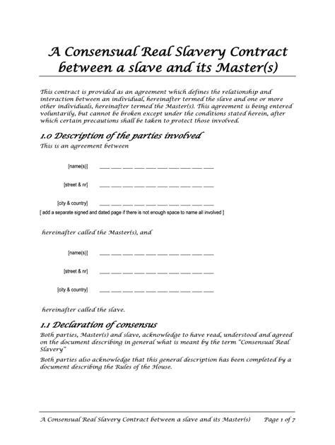 Slavery Contract