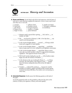 Read Slavery And Secession Guided Answer Key 