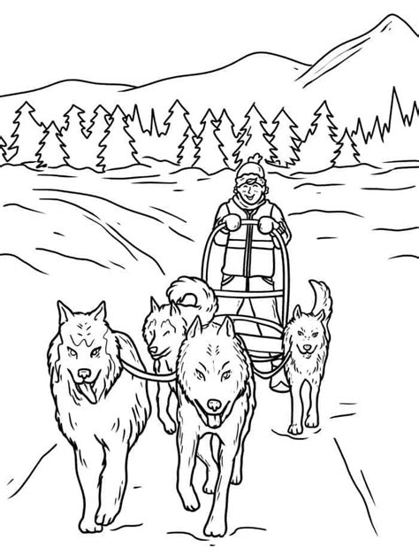 Sled Dog Coloring Page   Coloring Pages Dog Sled Transportation Ndash Printable - Sled Dog Coloring Page