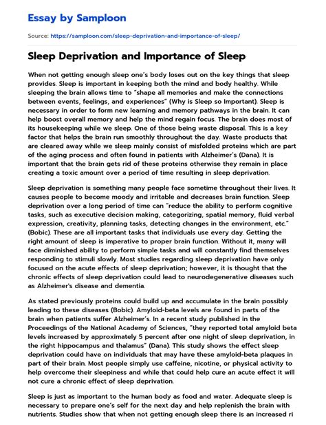 Read Online Sleep Deprivation Paper 