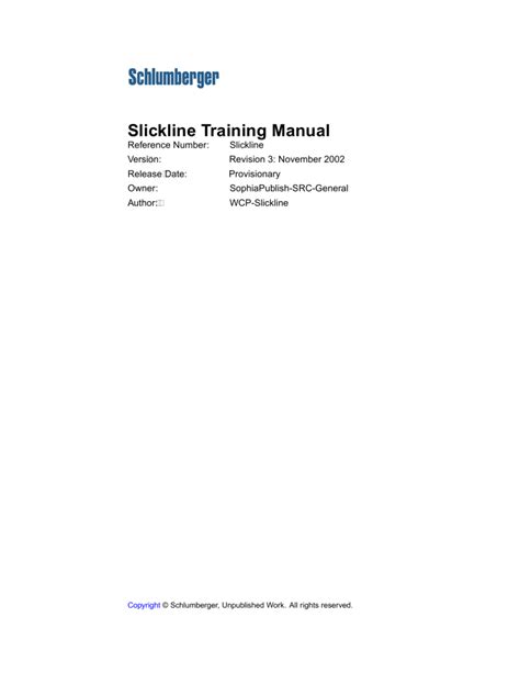 Slickline Basic Training Manual