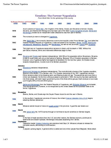 slobodan milosevic timeline examples