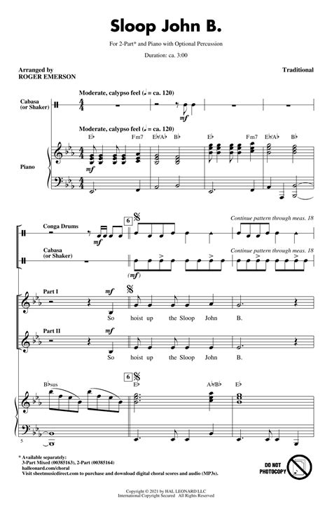 Sloop John B Arr Yvonne Burgess