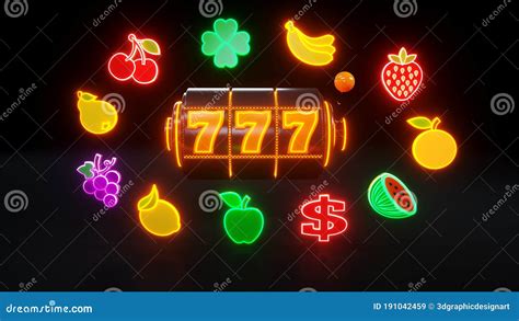 Slot Machine Neon Casino Icon  Fruit Vegas Casino Neon Slot Machine Sign Set Stock Vector - Neonslot