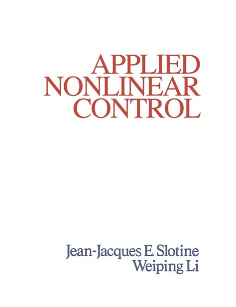 Slotine Applied Nonlinear Control Solution