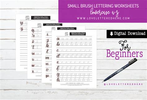 Small Brush Lettering Worksheets Love Lettered Here Brush Pen Worksheet - Brush Pen Worksheet