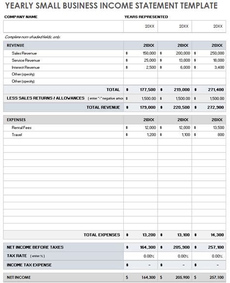 Small Business Income Statement Templates Smartsheet Business Tax Worksheet - Business Tax Worksheet