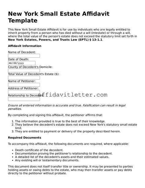 small estates affidavit new york state comptroller