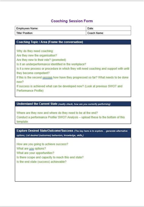 smart coaching form template