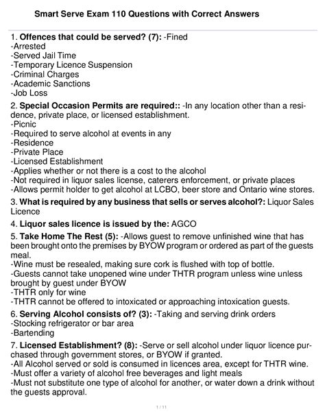 Full Download Smart Serve Answers Cheat Sheet 