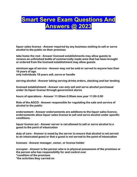 Read Online Smart Serve Module 4 Quiz Answers Pdf 