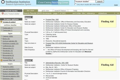 Smithsonian Institute Catalog