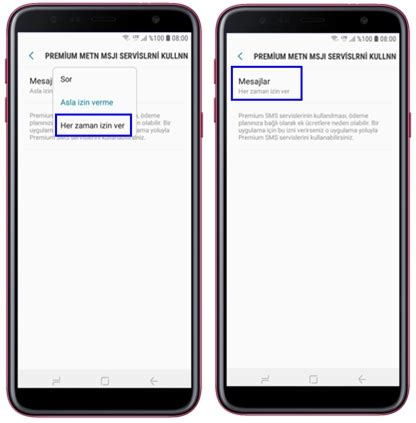 sms gönderemiyorum android