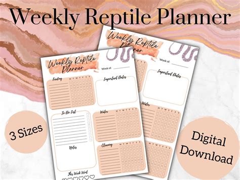 snake reptile week planner weekly organizer calen
