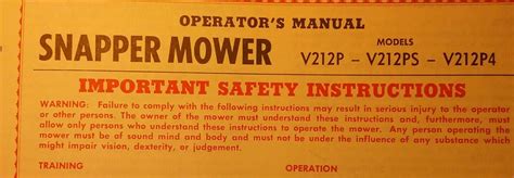 Snapper V212p4 Manual