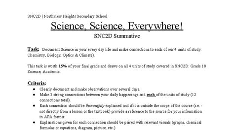Snc2d Summative Task
