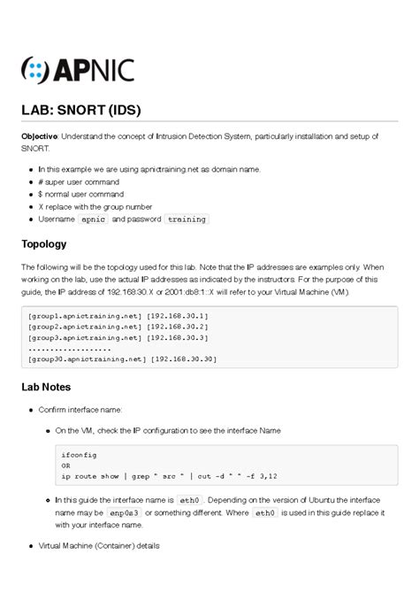 Snort Lab Guide