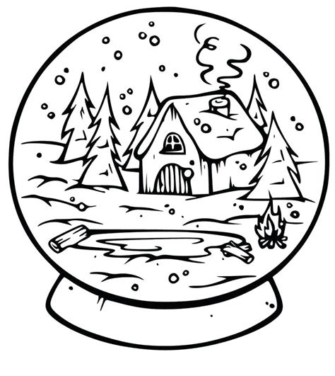Snow Globe Color Page Greatestcoloringbook Com Christmas Coloring Pages Snow Globe - Christmas Coloring Pages Snow Globe