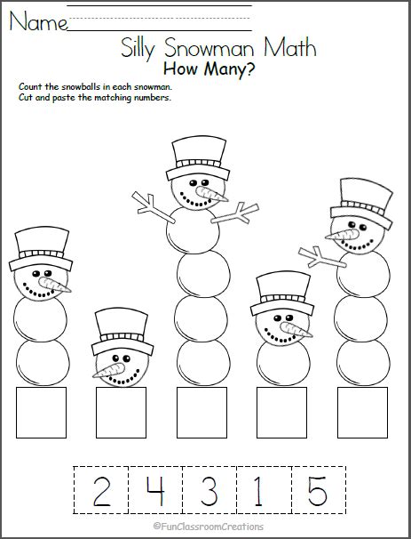 Snowman Count And Match Worksheet For Preschool And Snowman Counting Worksheet - Snowman Counting Worksheet