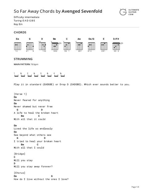 So Far Away Chords