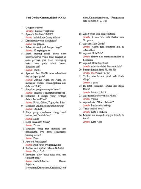 Soal Cca Alkitab