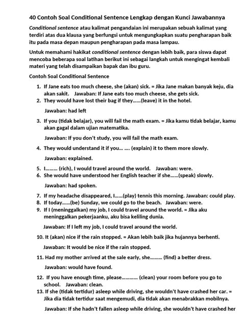 Soal Conditional Sentence