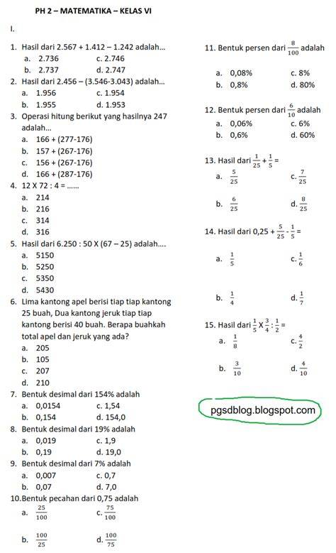 Soal Mtk Kelas 6