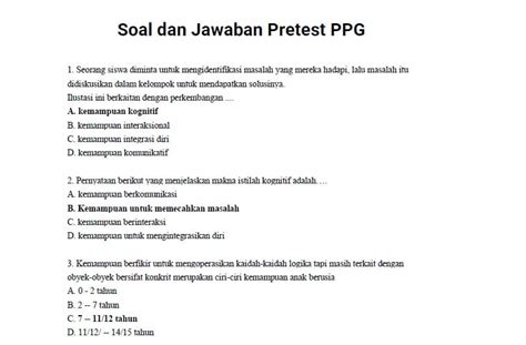 Soal Pretest Ppg