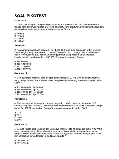 Soal Psikotes Pdf