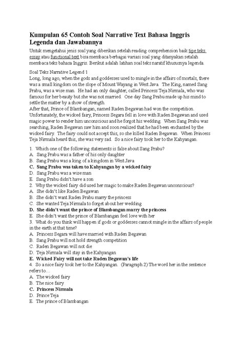 Soal Teks Narrative