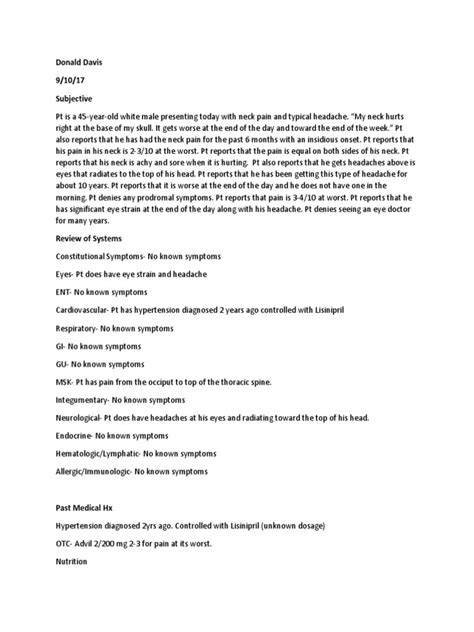 Soap Note For Migraine