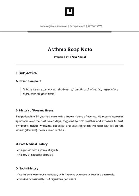Soap Note Sample For Asthma Patient