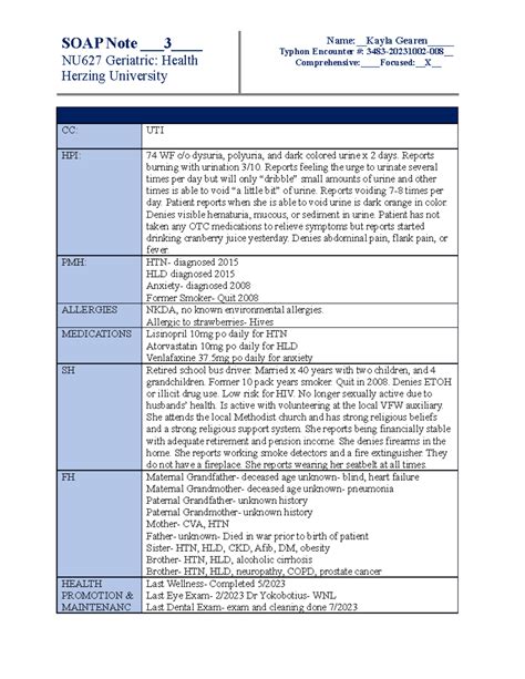 Soap Note Uti