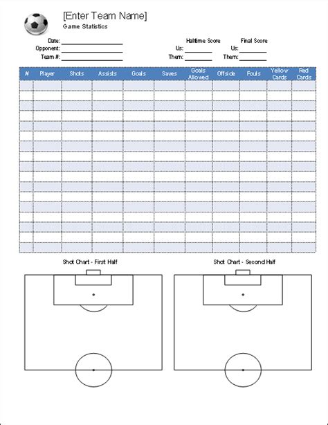 Soccer Stat Sheet