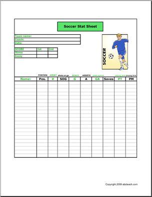 Soccer Stat Sheet Abcteach