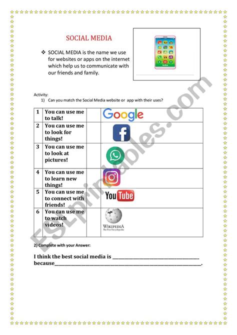 Social Media Mdash Printable Worksheet Social Media Worksheet For Students - Social Media Worksheet For Students