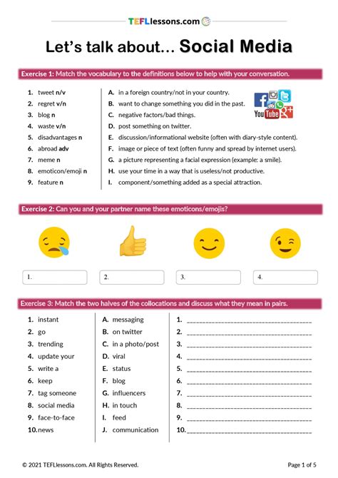Social Media Worksheet For Students   Social Media Mdash Printable Worksheet - Social Media Worksheet For Students