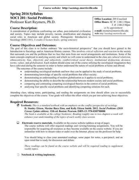 Social Problems Soci 201 Spring 2016