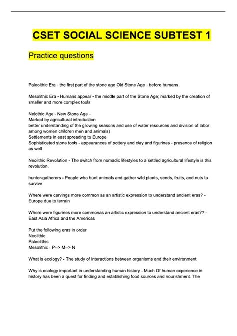 social science cset subtest 1 practice test