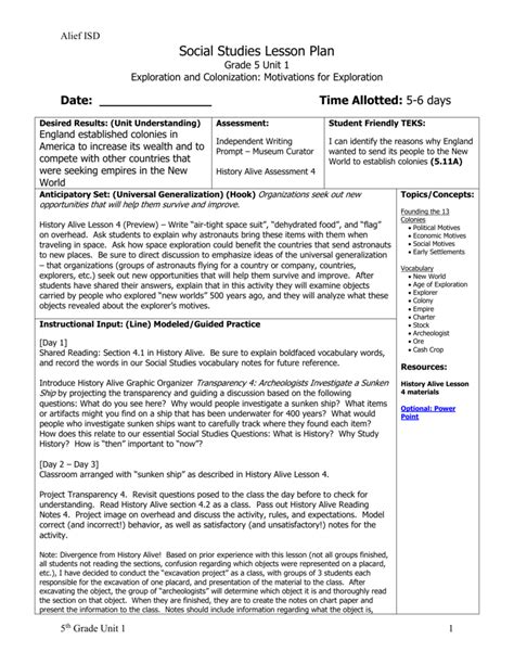 Social Science Lesson Plans For B Ed Group Lesson Plan Social Science - Lesson Plan Social Science