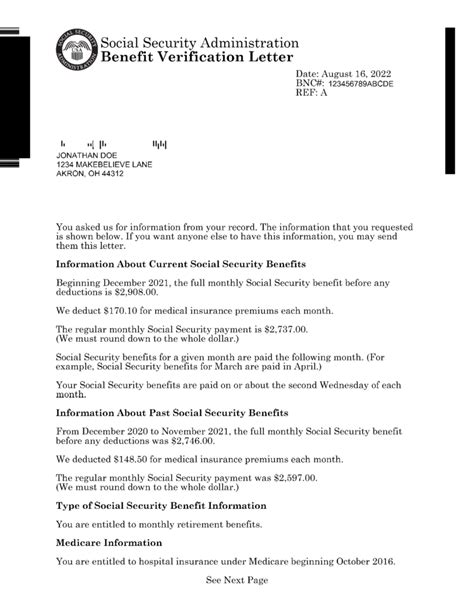 Social Security Award Letter Example