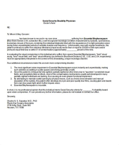 social security disability doctors letter
